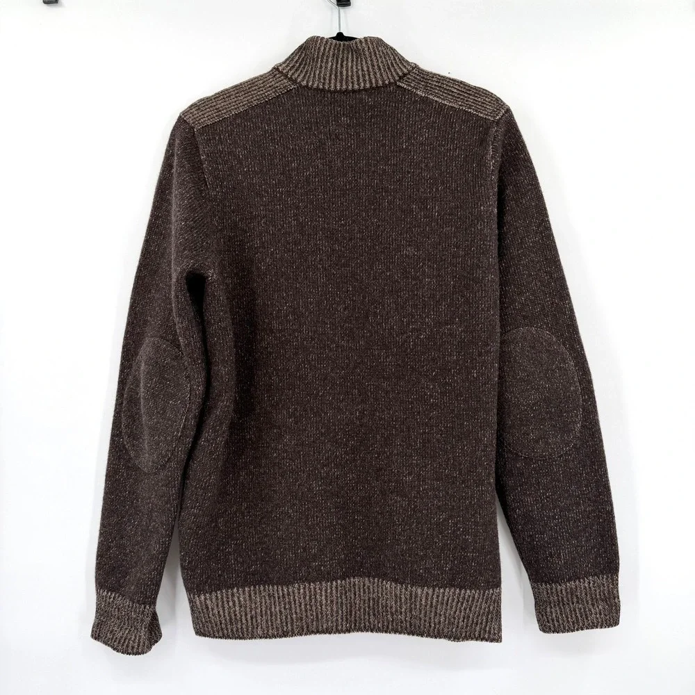 Pronto Uomo 100% Wool Brown Full Zip Cardigan Sweater Mens Medium Preppy